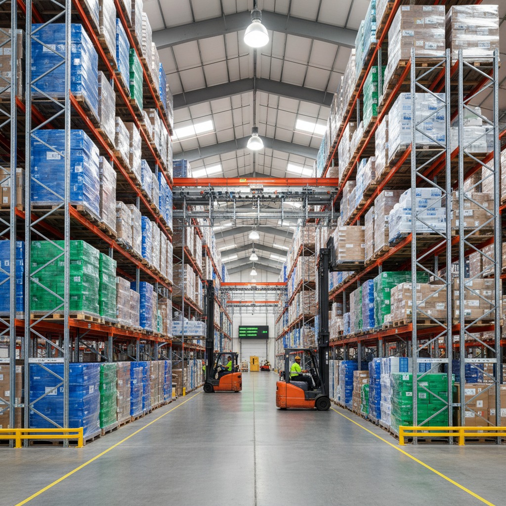 Interior of large warehouse with 3pl racking.